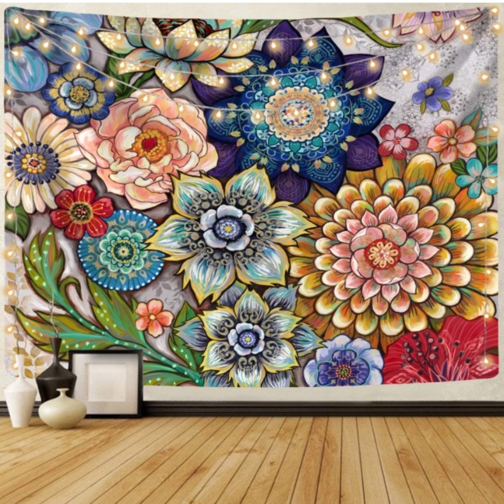 Colorful Floral Botanical Wildflower Nature Tapestry Wall Art for Bed/LivingRoom - Picture 1 of 6